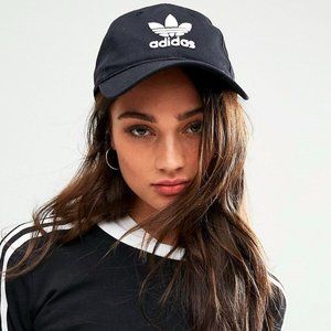 Adidas Trefoil Black Relaxed Strapback Dad Hat Cap